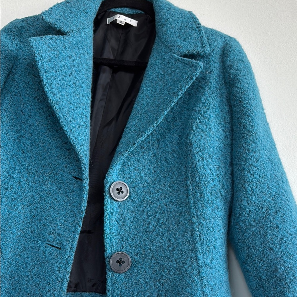 CAbi Blue Teddy Jacket with Textured Fabric and Cropped Length - Picture 4 of 4